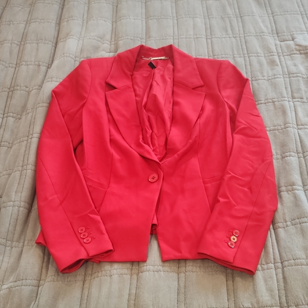 White House Black Market Vibrant Red Blazer Size 8!